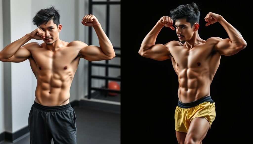 Hasil transformasi tubuh setelah mengikuti program latihan functional training dan calisthenics Hasil transformasi tubuh setelah mengikuti program latihan functional training dan calisthenics