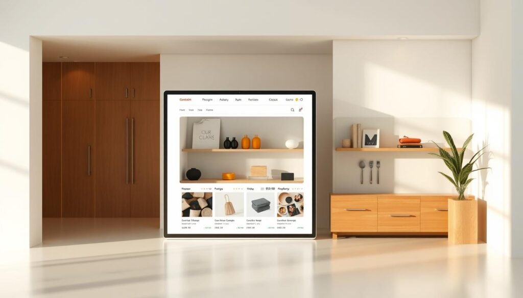 A modern and professional-looking online store, set in a clean and minimalist digital environment. The storefront features a sleek, responsive web design with a prominent product showcase, intuitive navigation, and a user-friendly checkout process. The layout is well-organized, with carefully curated product images, descriptions, and pricing information. Warm, natural lighting illuminates the scene, creating a welcoming and trustworthy atmosphere. The overall aesthetic conveys a sense of simplicity, efficiency, and attention to detail, reflecting the seamless online shopping experience.